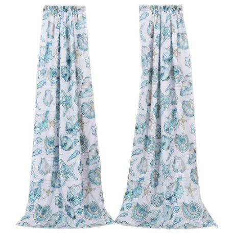 Coastal Blue Striped Living Room Curtains